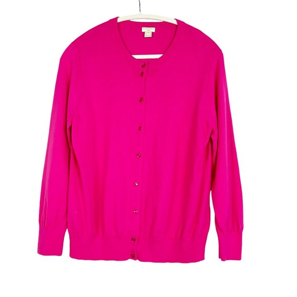 J. Crew Sweaters J Crew The Clare Cardigan In Hot Pink Xxl 0 Cotton Style 14041 Poshmark